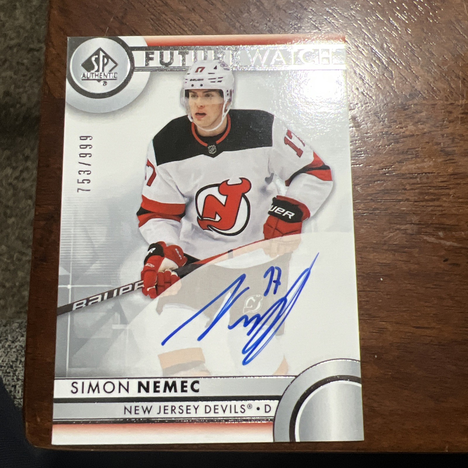 2023-24 Upper Deck SP Authentic Simon Nemec RC Auto Future Watch /999 Devils