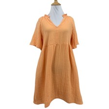 Old Navy Dress Womens XS Extra Small Goldfish Split Neck Crinkle Gauzey Mini