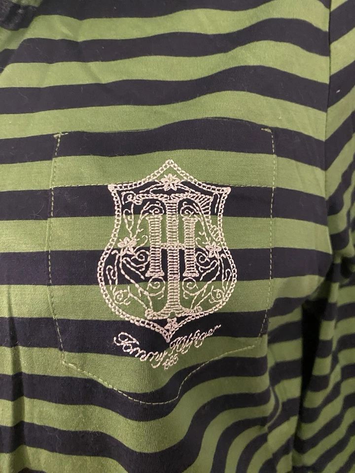 Tommy Hilfiger Vintage Y2K Mujer Rayas Rugby Manga Larga Escudo Logo Talla S Foto 3 de 4