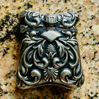 Antique Vesta Match Safe Case, Floral Design, Hinged Lid, Striker, Beautiful