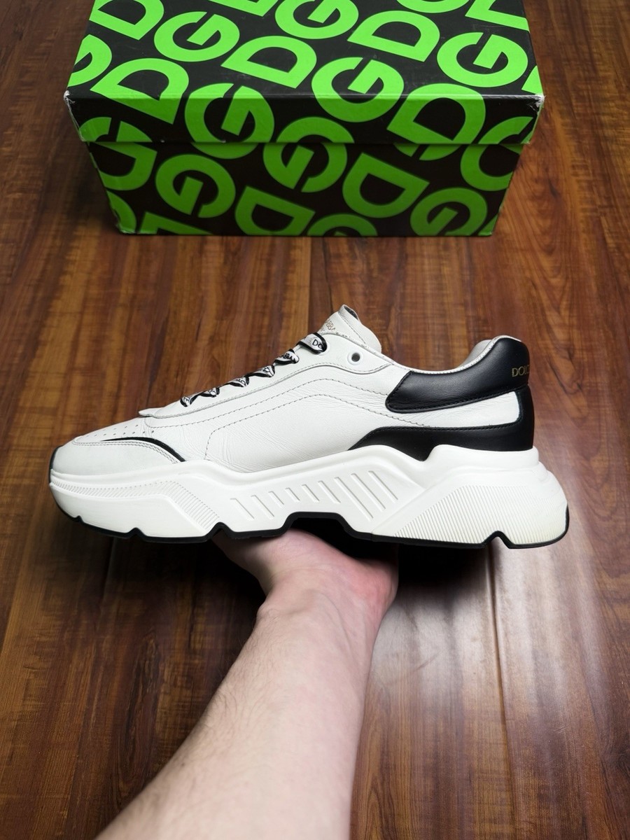 Dolce & Gabbana Daymaster Black White Leather Mens Sneakers - Size
