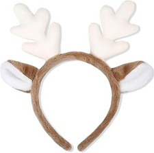Deer Antlers Headband with Ears Reindeer Costume Hairband for Women Cosplay