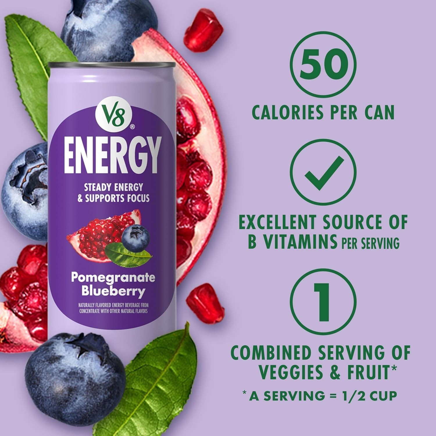 Energy Pomegranate Blueberry Energy Drink, 8 fl oz Can 24 Pack