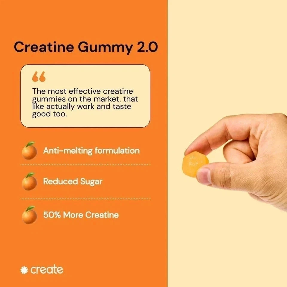 (2 Flavors) Create Creatine Monohydrate Gummies Bundle – Orange + Watermelon - Image 3 of 4