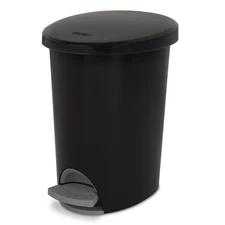 2.6 Gallon Wastebasket, Small Plastic Trash Can, Step On to Open, Black