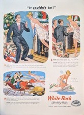 1947 White Rock Sparkling Water Soda Print Ad, Classic White Rock Ad
