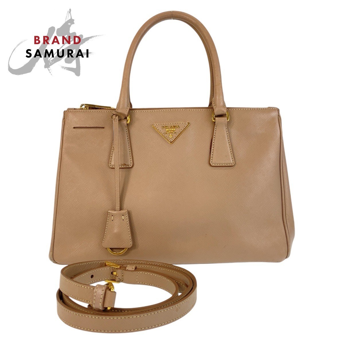 Prada Saffiano Galleria  Beige Handbag Crossbody Shoulder Bag 2Way  410949