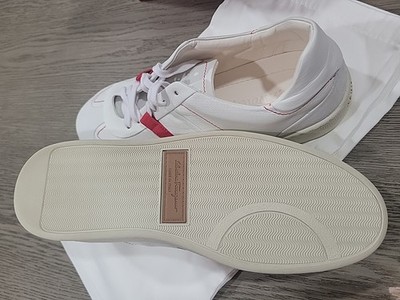 Salvatore Ferragamo Mens Garda Low White Red Sneaker 11.5 M NEW