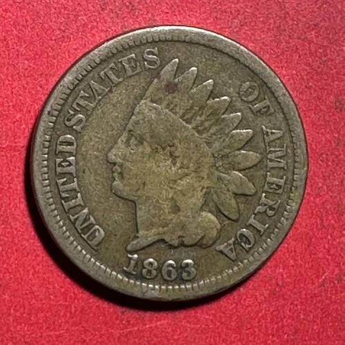 1863 US Copper Nickel Indian Head Cent! VG/FINE Civil War Days! Old Coin!