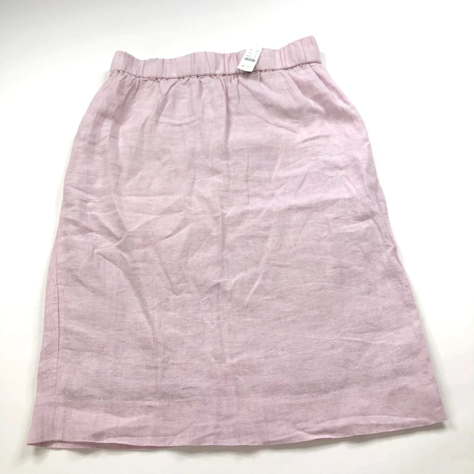 J.Crew 100% Linen NEW PM Petite Medium (Fits 28In) Pull On Midi Skirt Pink