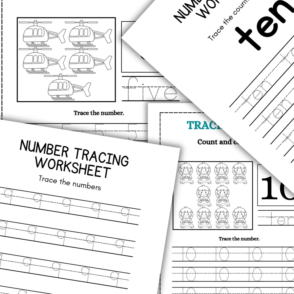 儿童数字跟踪和计数工作表 | 可打印学习包 — 第 3/4 张图片