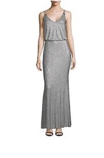 EUC Calvin Klein Elegant Glitter Metallic Blouson Formal Gown size 10