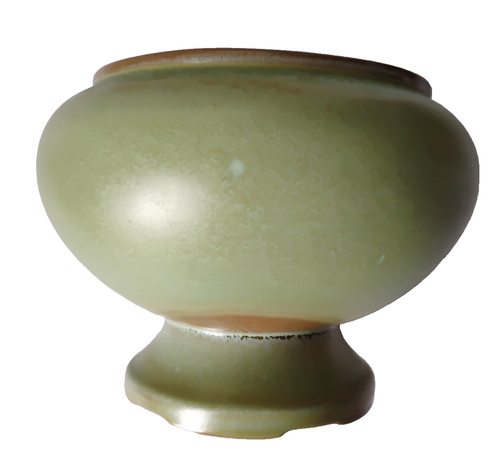 Vintage FRANKOMA Pottery Prairie Green Footed Planter Pedestal Vase #22 - Picture 2 of 9