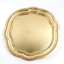 15" Foiled Scalloped Edge Wood Tray by Valerie