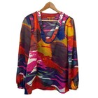 Tory Burch 100% Silk Tunic Blouse 8 Vibrant Abstract Watercolor Artsy Designer