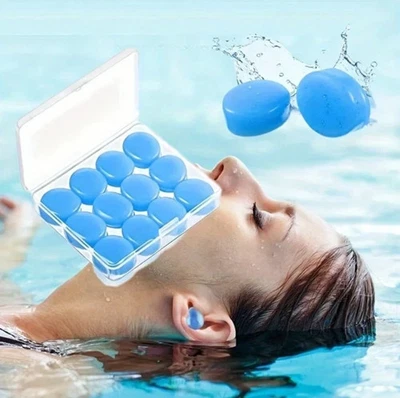 BRANDED 12Pcs Soft Silicone Noise Cancelling Ear Plugs Reusable Mouldable for Sleep Swim