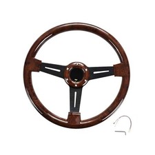 14" Classic Wood Grain Steering Wheel Riveted Light Wood Grip, 14in-black