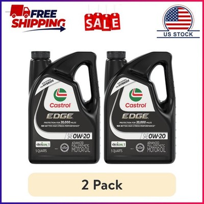 (2 pack) Castrol EDGE 0W-20 Advanced Full Synthetic Motor Oil, 5 Quarts