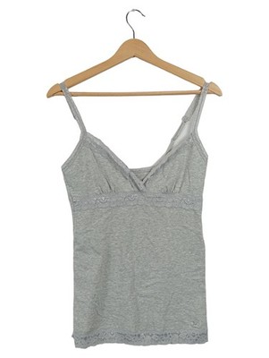 Aerie Damen Unterhemd Spitze Grau Baumwolle Gr. S Basic Alltag