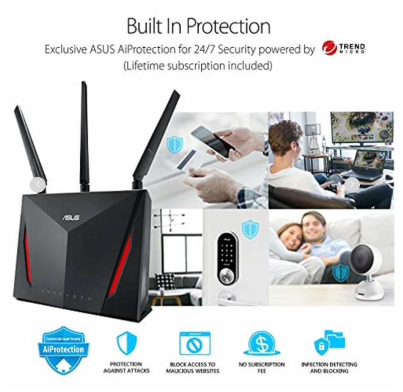 ASUS AC2900 Dual Band Gigabit WiFi Gaming Router - Black (RT-AC86U) - Image 4 of 4