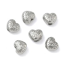 100pcs Heart Spacer Bead Stainless Steel Beads for Bracelet Necklace Jewelry DIY