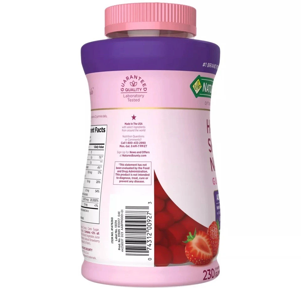 Nature's Bounty Hair Skin and Nails with Biotin Antioxidants 230 Gummies  - Image 2 of 4