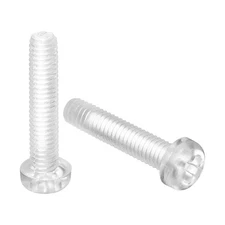 M4x20mm Threaded Nylon Phillips Cross Pan Head Machine Screws Bolts Clear 20Pcs