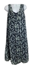 M&s Women's Floral Print Navy Mix Long Dress UK Size 14 43 Inch Length Used Good