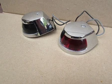 Vintage Chrome Boat Bow Running Lights Pair - Chris Craft style - SUPER NICE!!!!