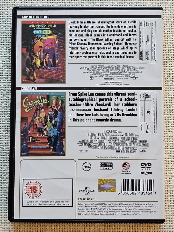 Mo' Better Blues / Crooklyn DVD 2-Disc Set DVD Spike Lee Denzel Washington - Image 3 of 3