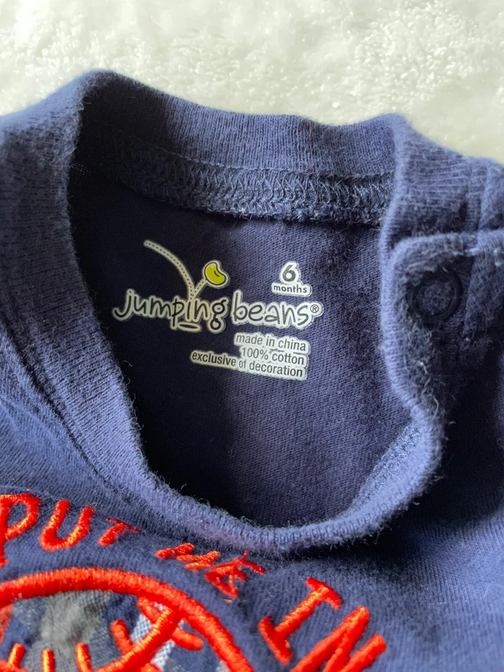 Jumping Beans Baby Infant One Piece Romper Navy Blue Baseball Size 6M Put Me In - Image 2 of 3
