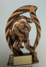 male wrestling trophy, award, brushed gold, with your engraving, 5.5" High