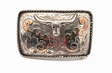 Rare Antique Vintage Signed Plata De Jalisco Sterling Silver 2"x4" Belt Buckle