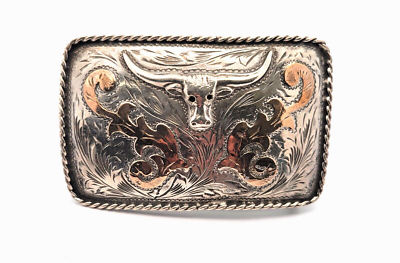 Vintage Plata De Jalisco western silver belt buckle VTG .925 STERLING SILVER Plata De Jalisco Guadalajara Mexico  main image 2