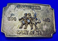 Bicentennial Spirit of America 1776-1976 Gold Color Commemorative Belt Buckle