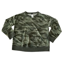 Womens Splendid Large Green Camouflage Sleep Sweatshirt Top NWT