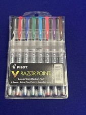 PILOT V Razor Point Liquid Ink Markers, Assorted Color Inks, 8-Pack Extra Fine