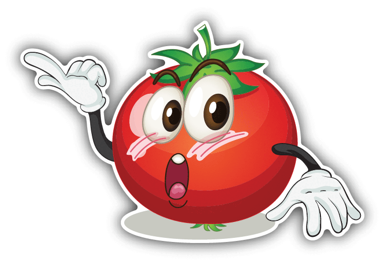 Surprised Tomato Cartoon Car Bumper Sticker Decal