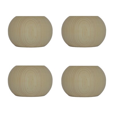 4er Set große Möbelfüße Holz Kiefernholz schlicht Brötchen 83 mm Ø x 56 mm hoch A4PB