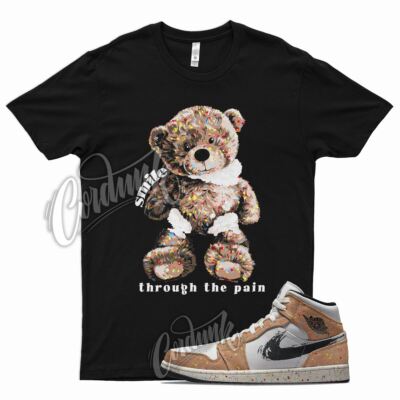 Black SMILE Shirt for Air J1 1 Mid Brushstroke Cider Chile Red Blue Wheat