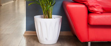 White Plastic Plant Pots with Drainage Holes UK.  Indoor / Outdoor Flower Pots.