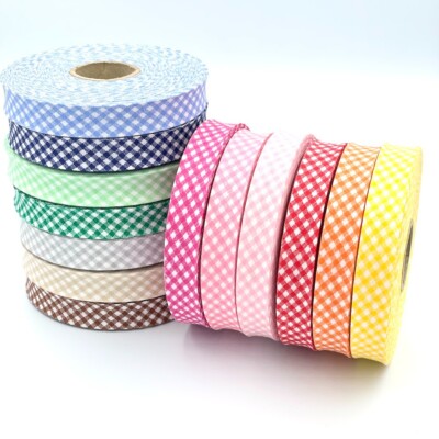 CRAFT CULT 18mm breit Gingham Schrägband - 25m Rolle - hochwertige Nähborten