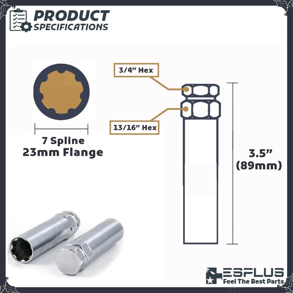 32 x Tuerca estriada negra M14x1.5 2" + Llave apta para Nissan 2012-2021 NV1500/2500/3500 Foto 3 de 4