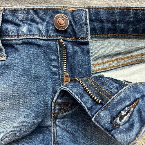 Hudson Jean Shorts Size 10 Youth Girls Stretch Mid Rise Medium Wash Blue Denim - Picture 2 of 7