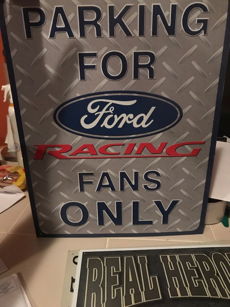 Parking for Ford Racing Fans Only TIN SIGN garage wall decor metal poster 1062