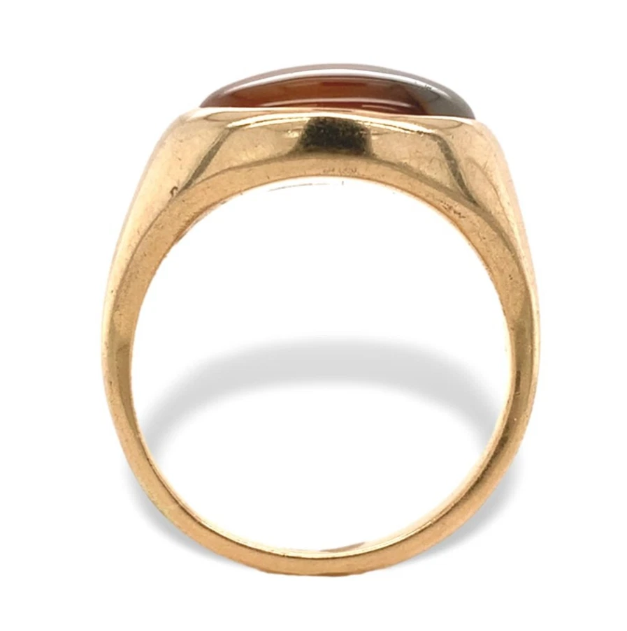 Anillo de ágata natural genuino de oro amarillo de 14k para hombre talla 6,75 joyas (#J7244) Foto 4 de 4