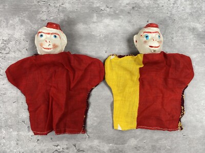 Vintage Composite Grinder Monkey Hand Puppet Circus Capuchin Set Made In Japan