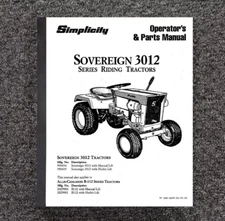 Riding Tractors Operator Inst Maint & P Simplicity Sovereign 3012 & B-112 Series