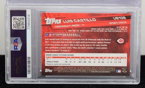 LUIS CASTILLO ~ 2017 Topps Update Rookie #US139 ~ Reds Mariners RC PSA MINT 9 - Picture 2 of 2