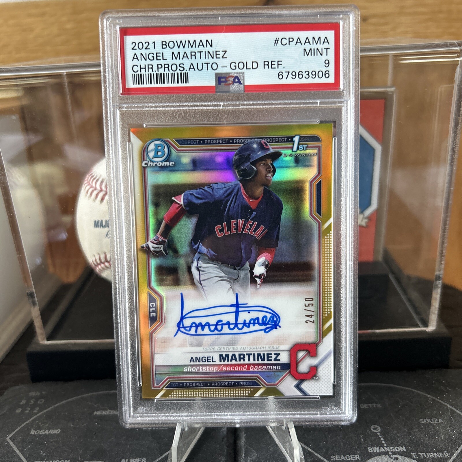 Angel Martinez 2021 Bowman Chrome Gold Refractor Auto /50 PSA 9 HOT GUARDIANS